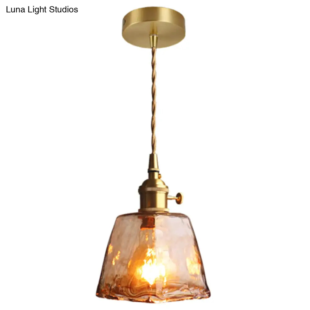 Single-Bulb Hanging Ceiling Light Golden Honey Glass Shade Retro Fixture for Dining Room Kitchen Island Living Space | Thomler