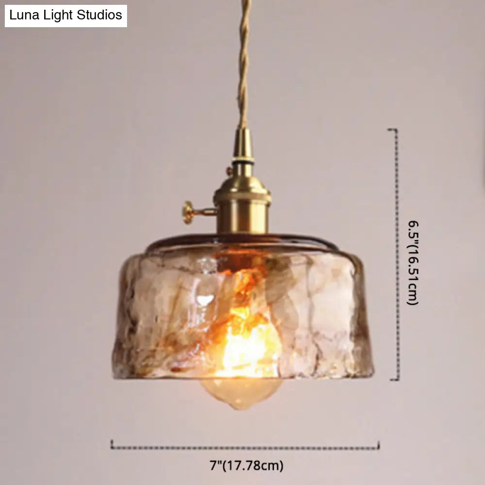 Single-Bulb Hanging Ceiling Light Golden Honey Glass Shade Retro Fixture for Dining Room Kitchen Island Living Space | Thomler