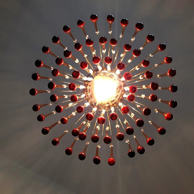 Pendant Light Amber Glass 60.0 cm Gold Dining Room Art Deco Chandelier Ceiling Fixture Adjustable Hanging Lamp | Thomler