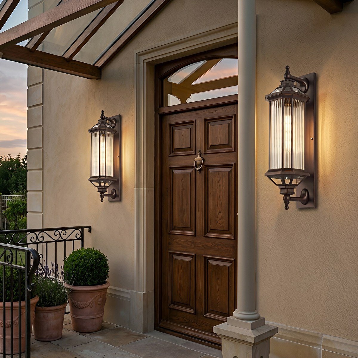 Dark Bronze Aluminum Lantern Sconce for Porch, Garden & Entryway – Hardwire or Solar LED, IP54 Weather Resistant – 23 or 32 inch | Thomler