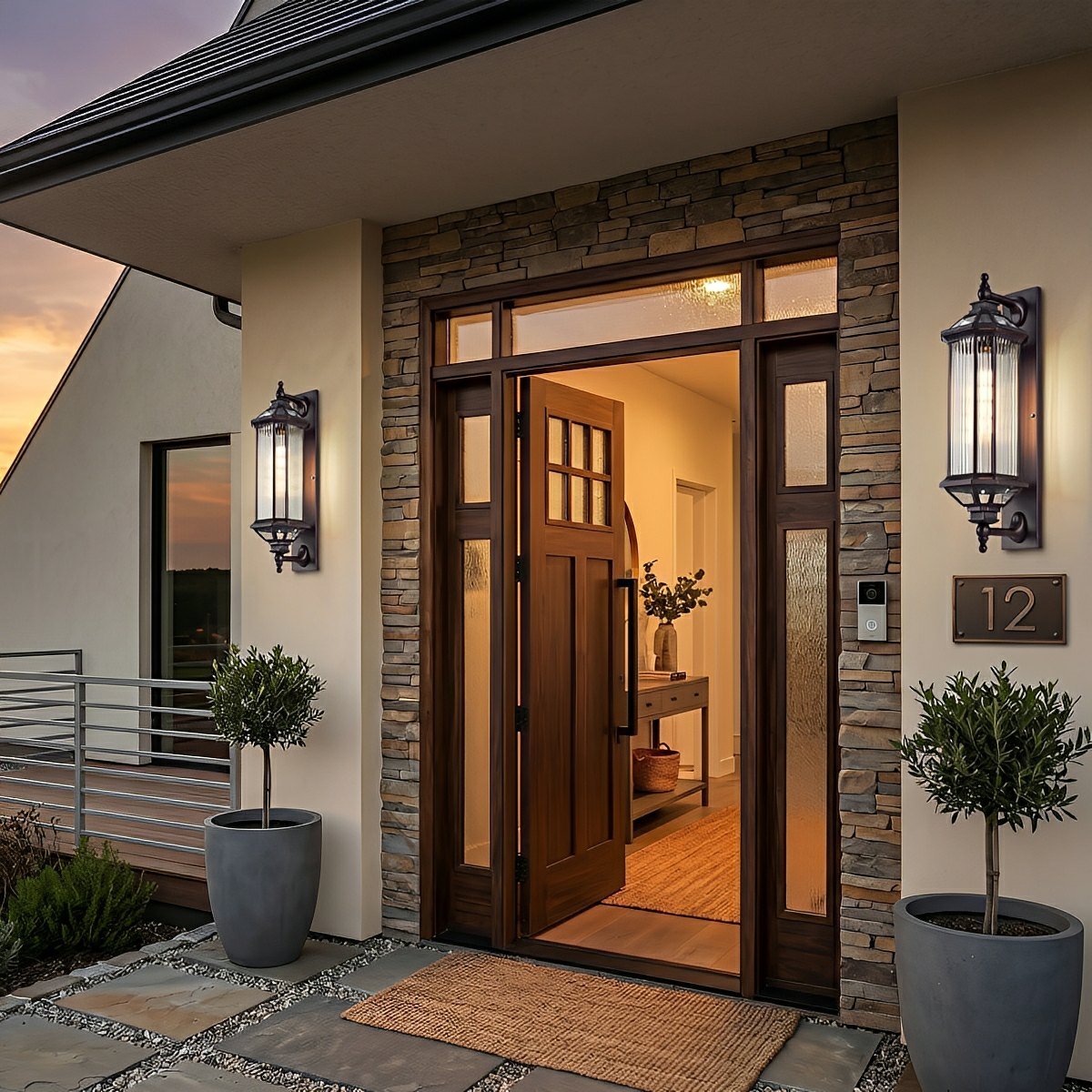 Dark Bronze Aluminum Lantern Sconce for Porch, Garden & Entryway – Hardwire or Solar LED, IP54 Weather Resistant – 23 or 32 inch | Thomler