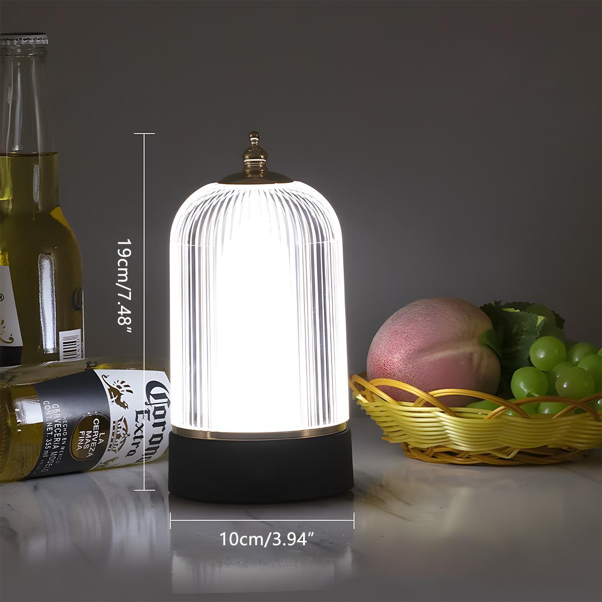 Table Lamp Metal Acrylic 19.0 cm Rechargeable Black Bedroom Dining Table Touch Dimmable Lantern Light | Thomler