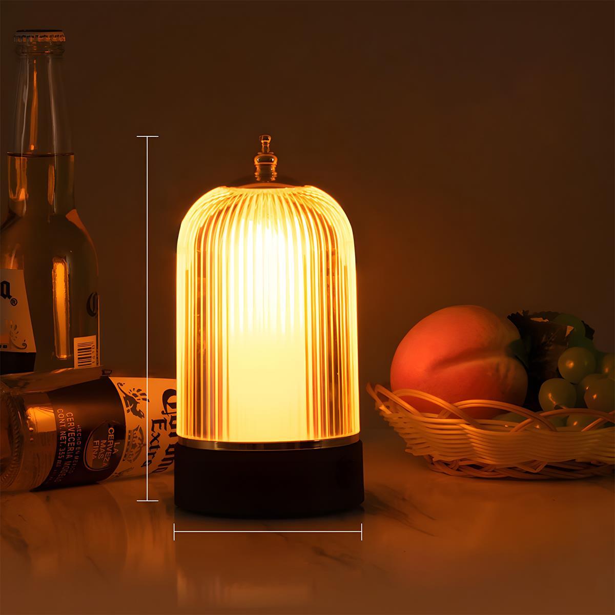 Table Lamp Metal Acrylic 19.0 cm Rechargeable Black Bedroom Dining Table Touch Dimmable Lantern Light | Thomler