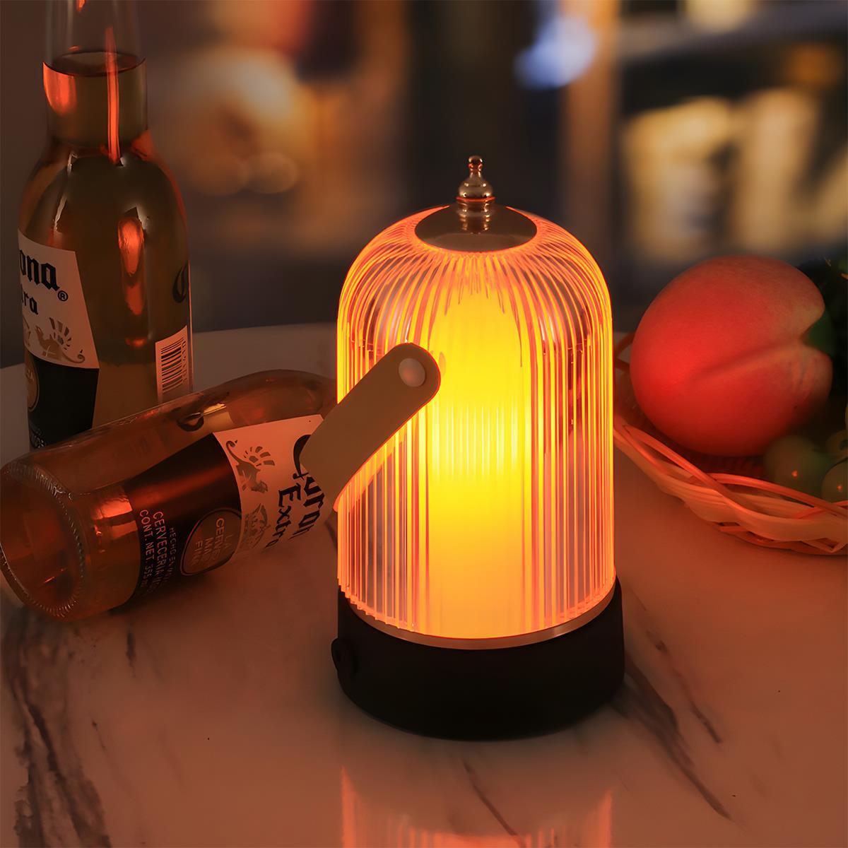 Table Lamp Metal Acrylic 19.0 cm Rechargeable Black Bedroom Dining Table Touch Dimmable Lantern Light | Thomler
