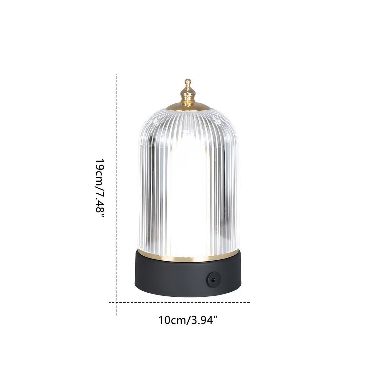 Table Lamp Metal Acrylic 19.0 cm Rechargeable Black Bedroom Dining Table Touch Dimmable Lantern Light | Thomler