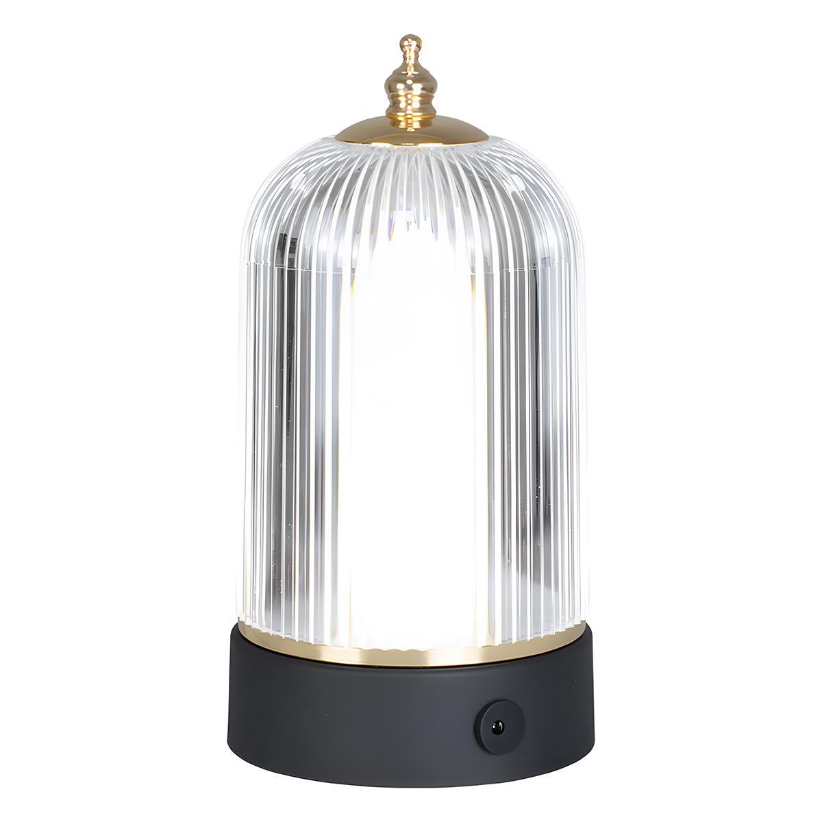 Table Lamp Metal Acrylic 19.0 cm Rechargeable Black Bedroom Dining Table Touch Dimmable Lantern Light | Thomler