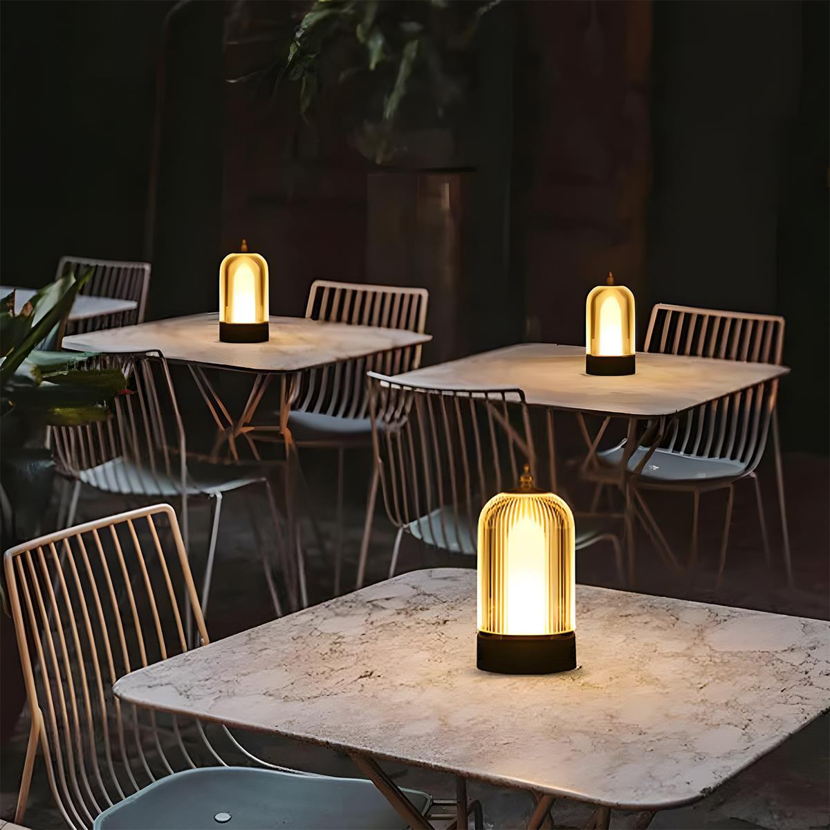 Table Lamp Metal Acrylic 19.0 cm Rechargeable Black Bedroom Dining Table Touch Dimmable Lantern Light | Thomler