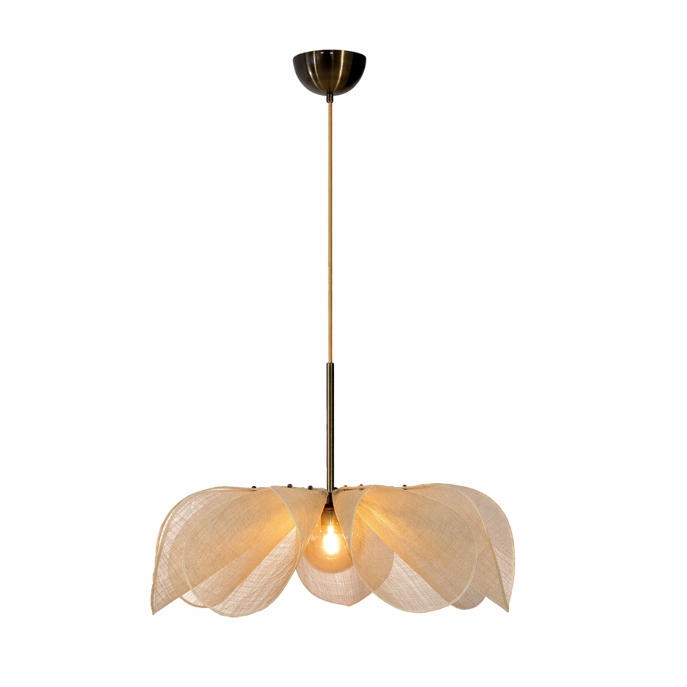 Vintage Fabric Pendant Light with Curved Shade – Warm Glow Ceiling Fixture for Dining Room, Bedroom & Reading Nook | Thomler