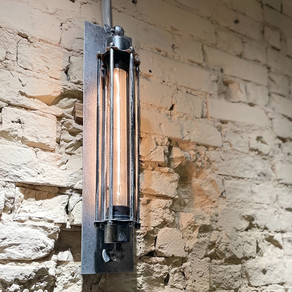 Retro Hardwired Metal Sconce with Glass Shade – 1 to 4 Bulbs – 7 Finishes – Workshop Farmhouse Hallway Lighting | Thomler