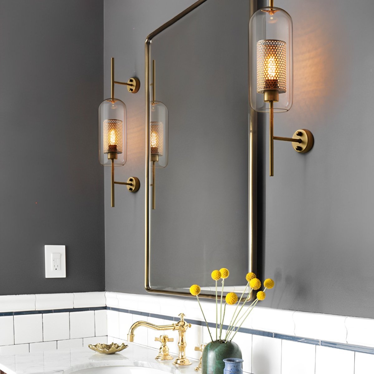 Wall Lamp Glass Globe 25.0 cm Black Bedroom Hallway Industrial Bedside Lighting Sconce E27 Warm White | Thomler