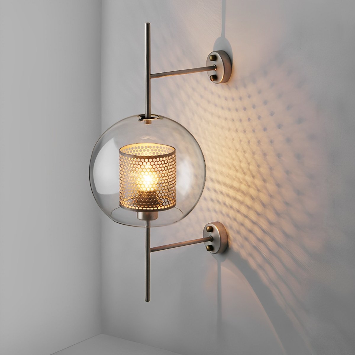 Wall Lamp Glass Globe 25.0 cm Black Bedroom Hallway Industrial Bedside Lighting Sconce E27 Warm White | Thomler
