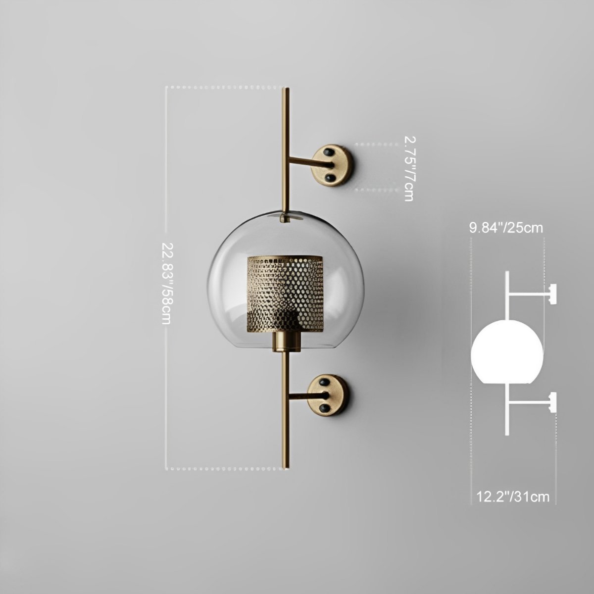 Wall Lamp Glass Globe 25.0 cm Black Bedroom Hallway Industrial Bedside Lighting Sconce E27 Warm White | Thomler