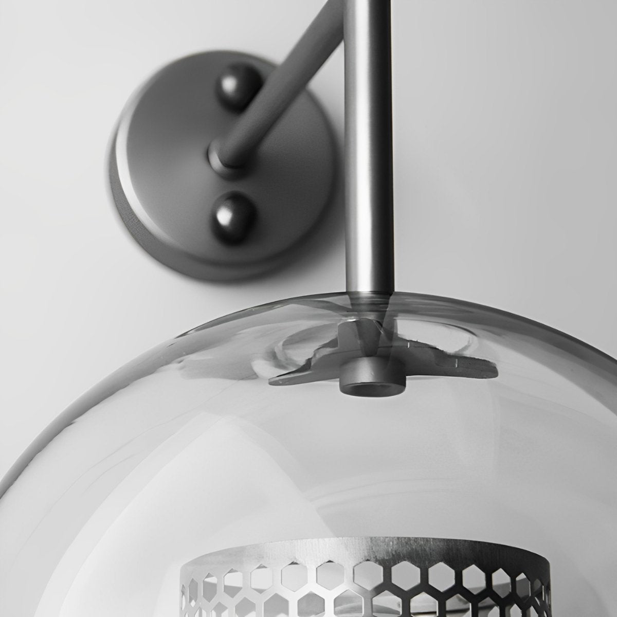 Wall Lamp Glass Globe 25.0 cm Black Bedroom Hallway Industrial Bedside Lighting Sconce E27 Warm White | Thomler