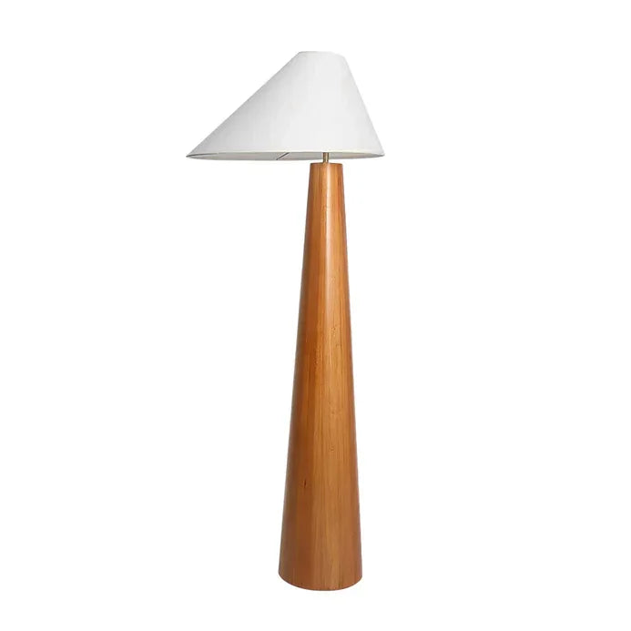 Floor Lamp Wood 59.1 in Warm White Living Room Bedroom Minimalist Japandi Standing Light Rustic Ambient Lighting | Thomler