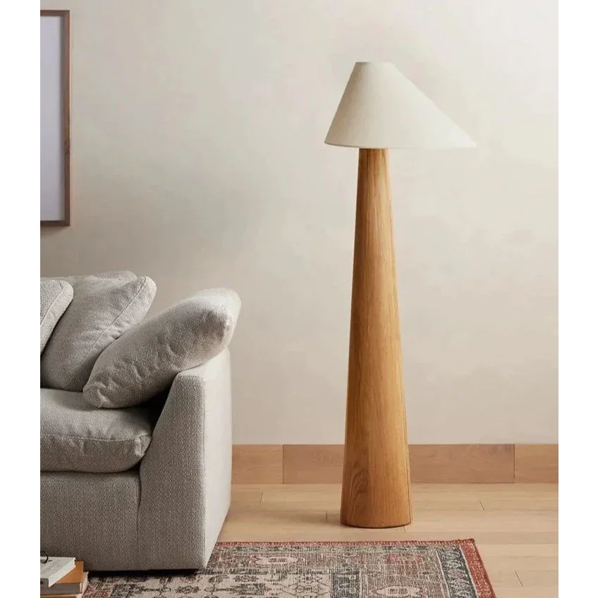 Floor Lamp Wood 59.1 in Warm White Living Room Bedroom Minimalist Japandi Standing Light Rustic Ambient Lighting | Thomler