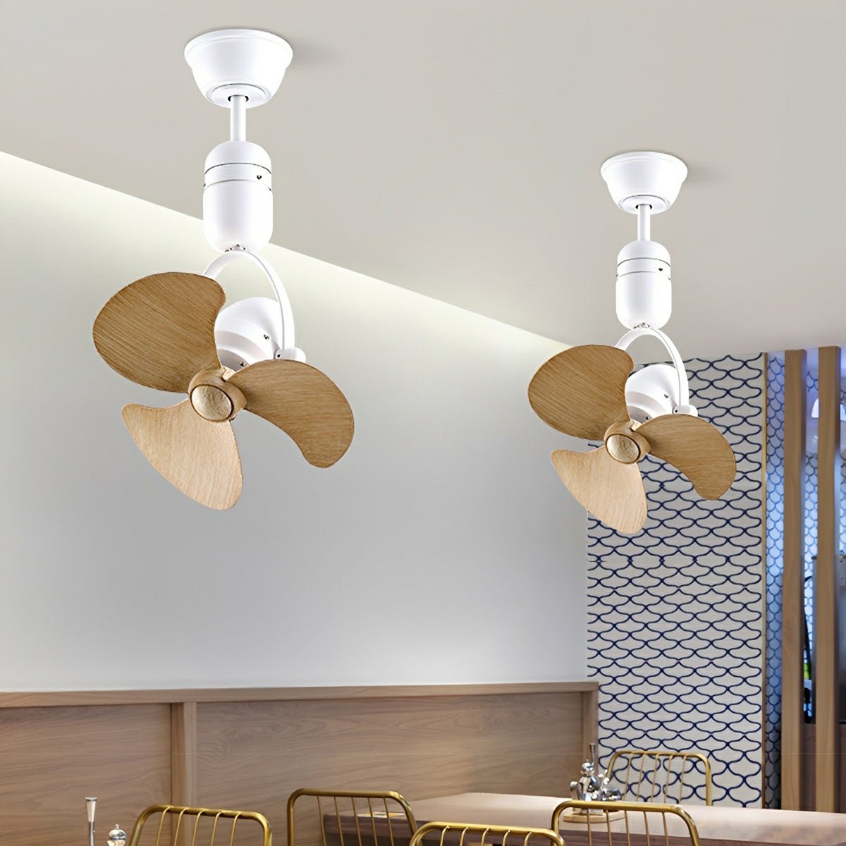 Ceiling Fan Metal 36.0 cm Silver Dining Room Wall Mounted Oscillating Retro Air Circulator Remote Control | Thomler