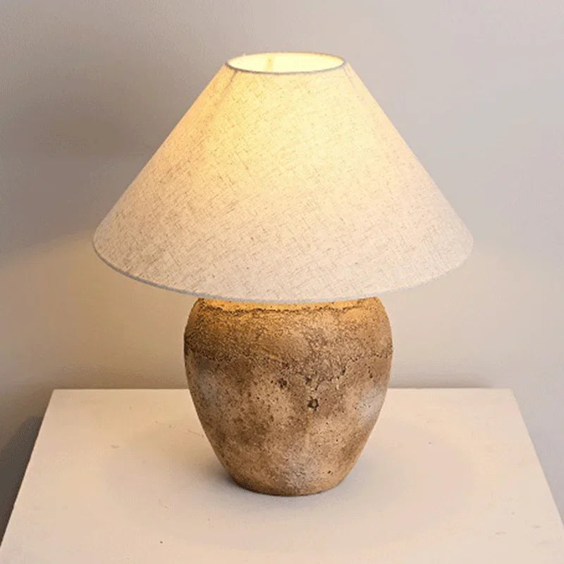 Table Lamp Ceramic 20.1 in Warm White Bedroom Living Room Bedside Ambient Lighting Minimalist Japandi Desk Light | Thomler