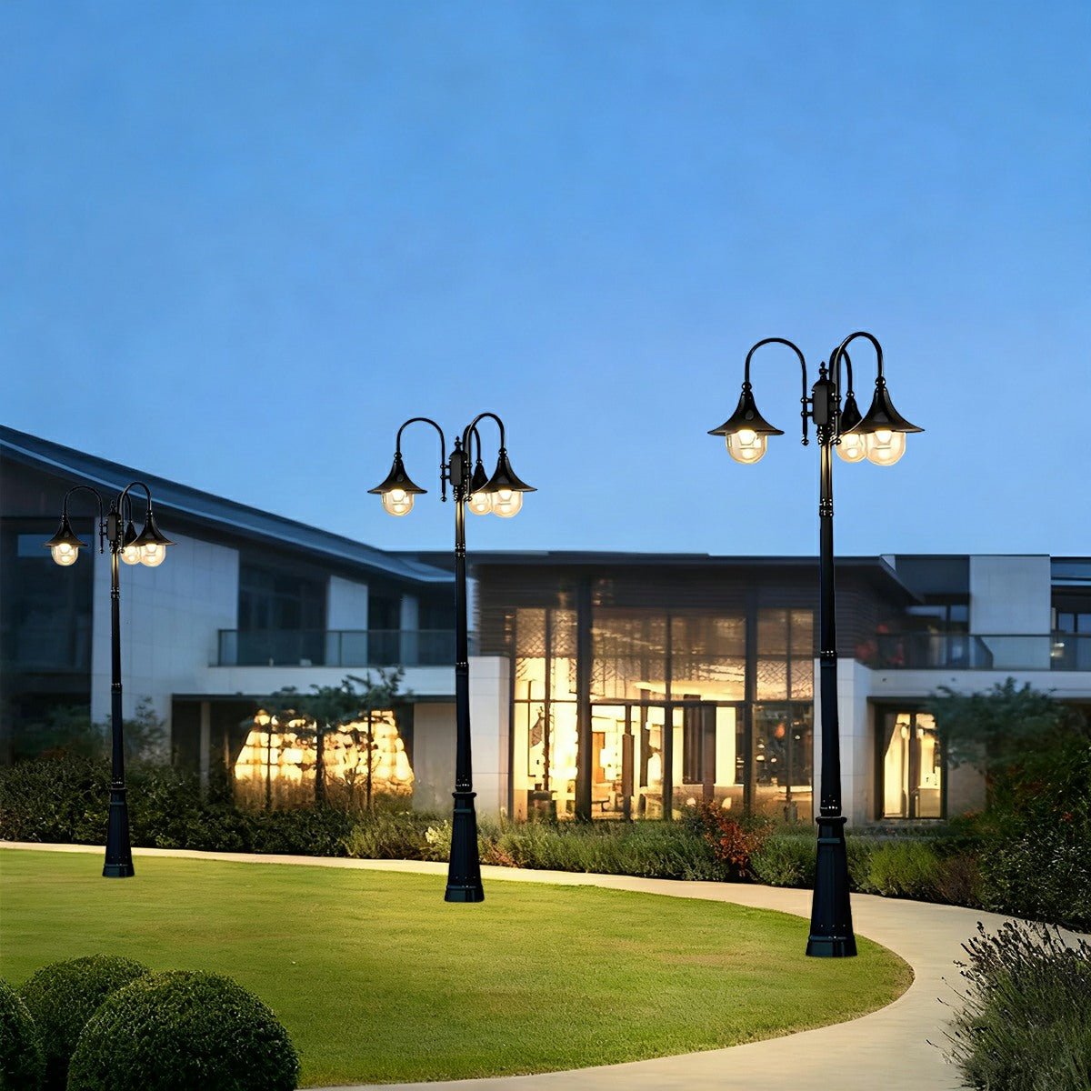 Outdoor Pole Light Die-Cast Aluminum 78.7 in Black Warm White Villa Garden Pathway Lighting Retro Vintage Style | Thomler