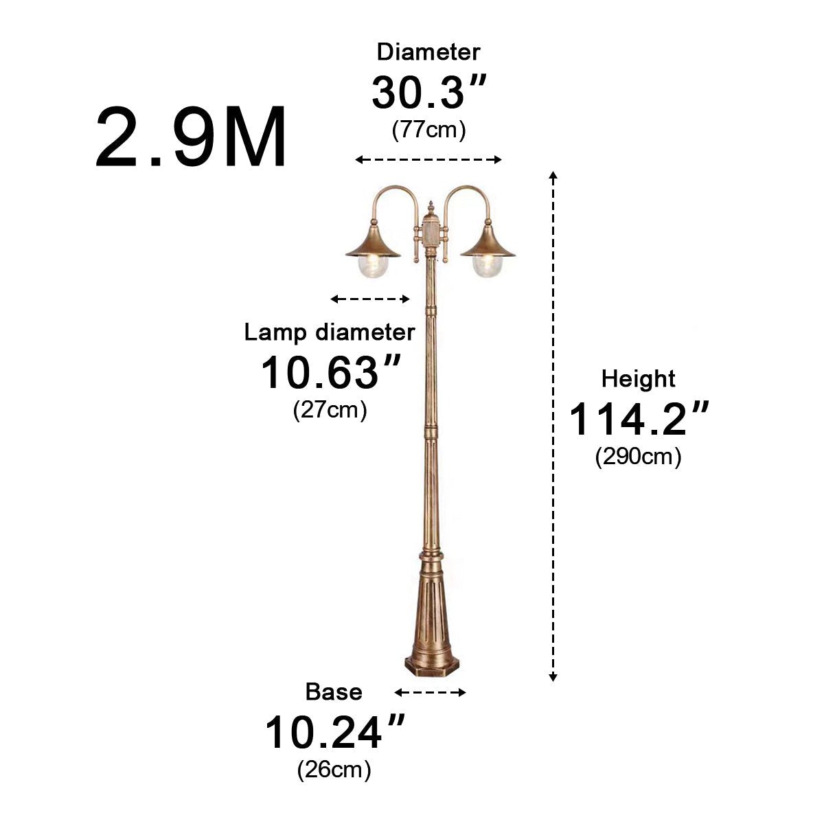 Outdoor Pole Light Die-Cast Aluminum 78.7 in Black Warm White Villa Garden Pathway Lighting Retro Vintage Style | Thomler