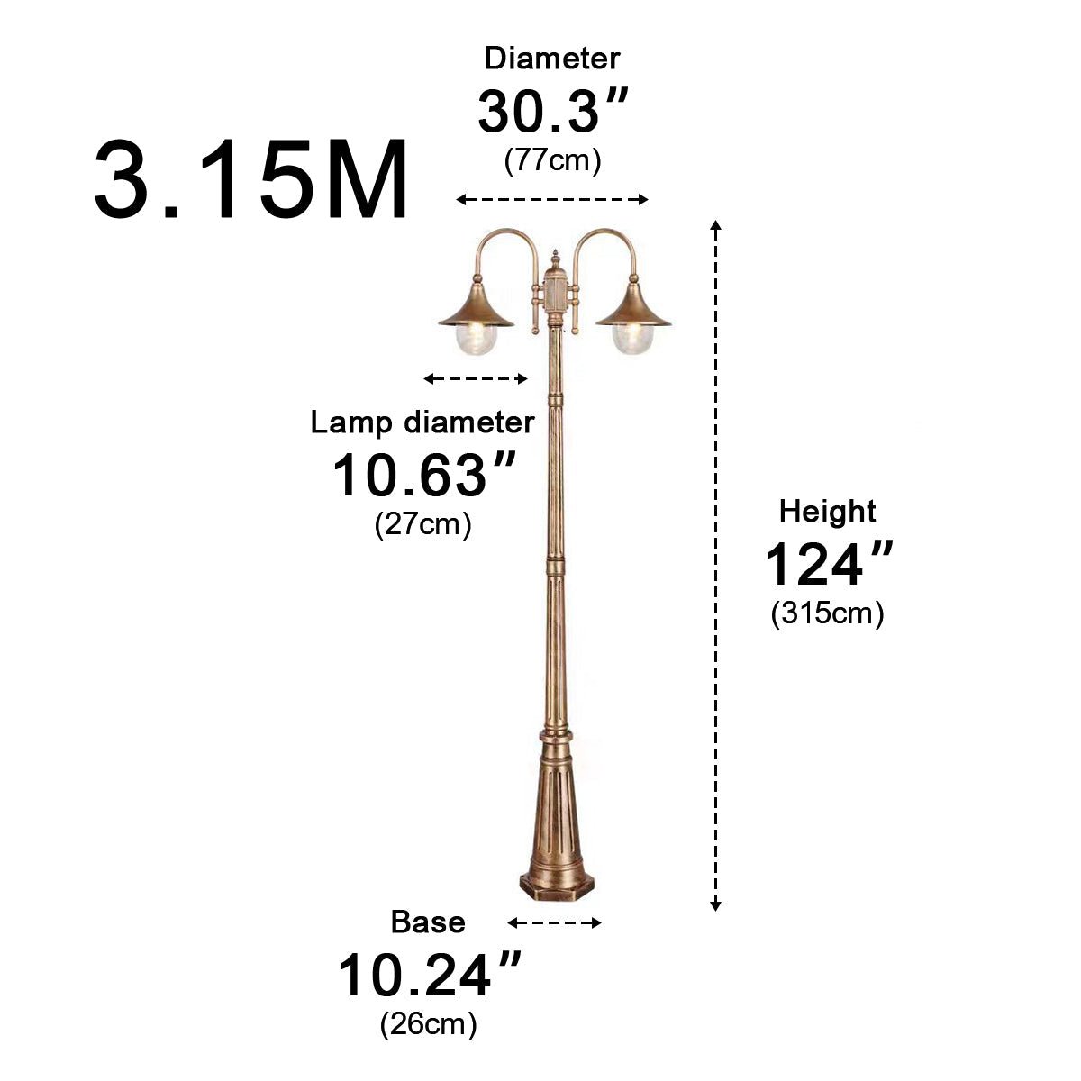 Outdoor Pole Light Die-Cast Aluminum 78.7 in Black Warm White Villa Garden Pathway Lighting Retro Vintage Style | Thomler