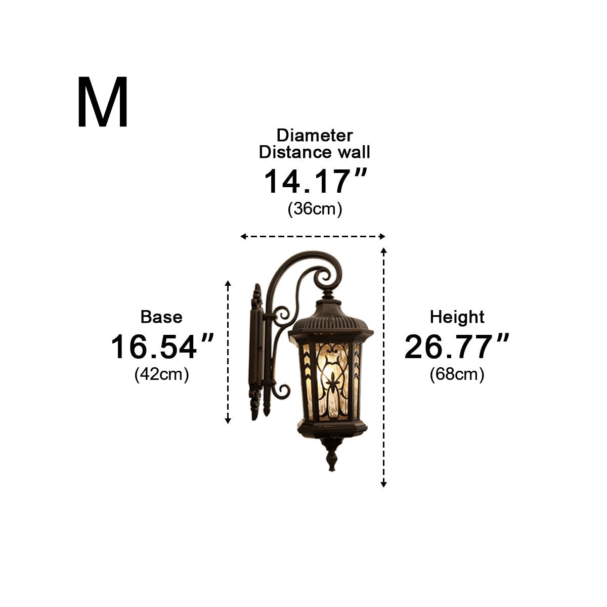 Wall Light Cast Aluminium E27 52.0 cm Dark Bronze Outdoor Porch Lantern Waterproof Exterior Facade Lamp | Thomler