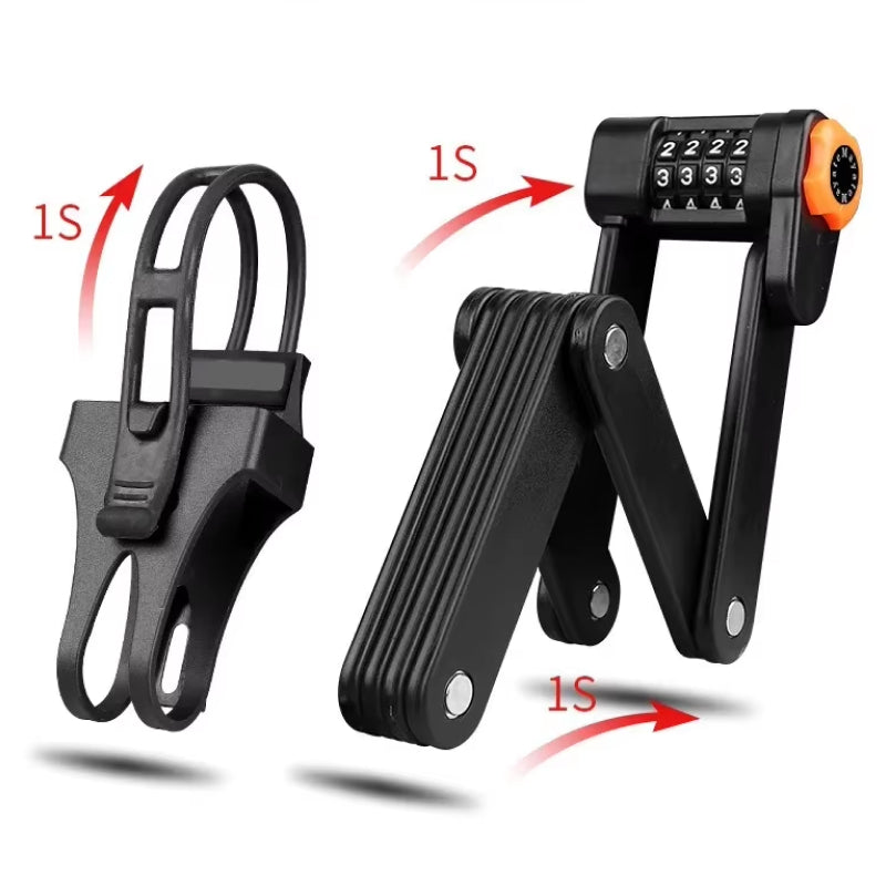 Heavy-Duty Folding Bike Lock with 4-Digit Combo Steel Chain Anti-Theft Security for Bicycles | Thomler