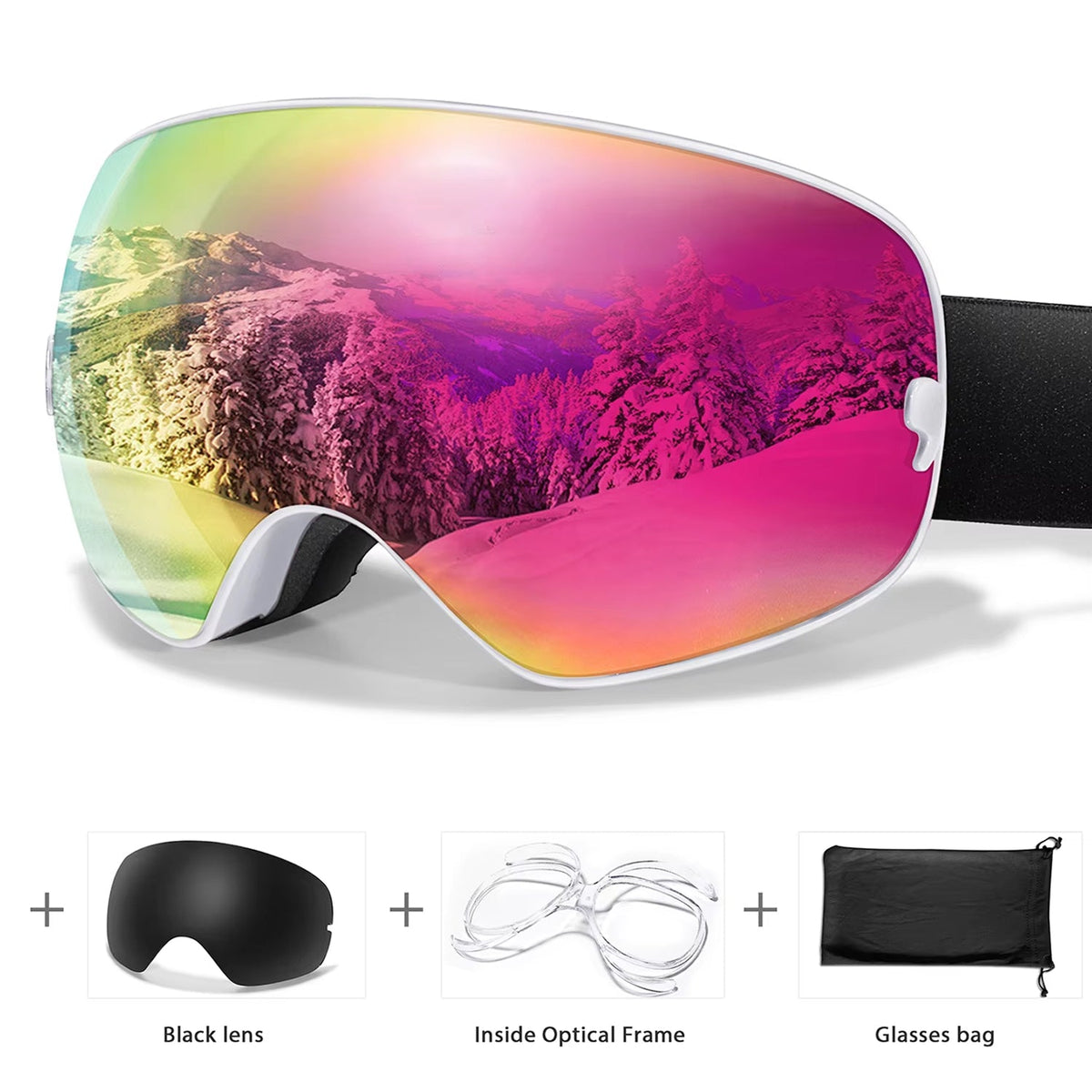 Anti-Fog Snow Goggles for Skiing & Snowboarding – UV400 Protection, OTG Compatible, Lightweight 4 oz Design | Thomler