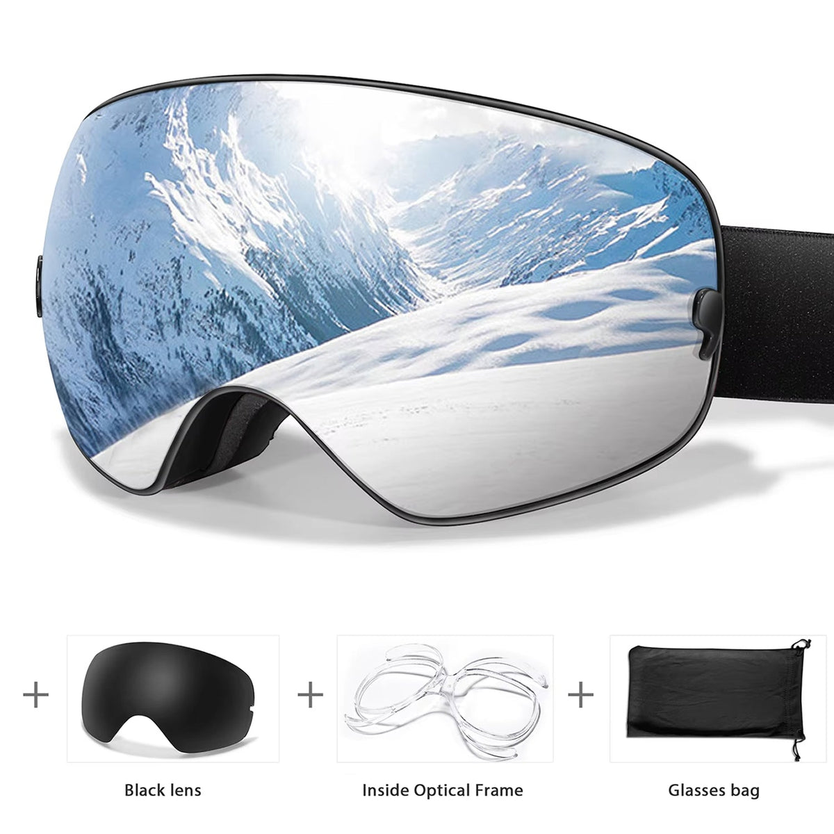Anti-Fog Snow Goggles for Skiing & Snowboarding – UV400 Protection, OTG Compatible, Lightweight 4 oz Design | Thomler