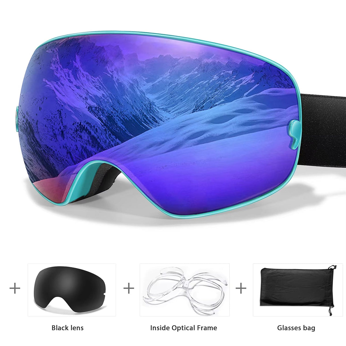 Anti-Fog Snow Goggles for Skiing & Snowboarding – UV400 Protection, OTG Compatible, Lightweight 4 oz Design | Thomler