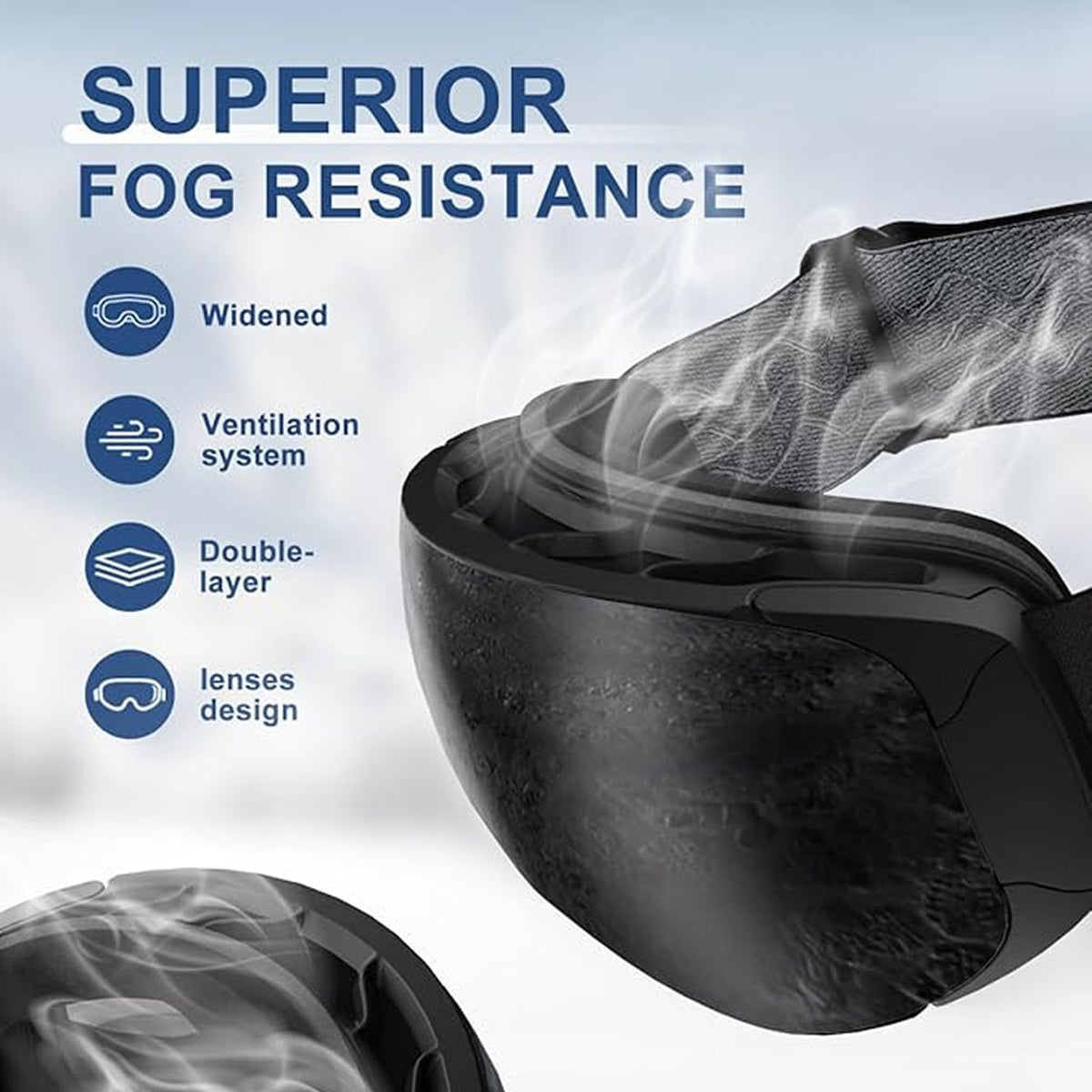 Anti-Fog Snow Goggles for Skiing & Snowboarding – UV400 Protection, OTG Compatible, Lightweight 4 oz Design | Thomler