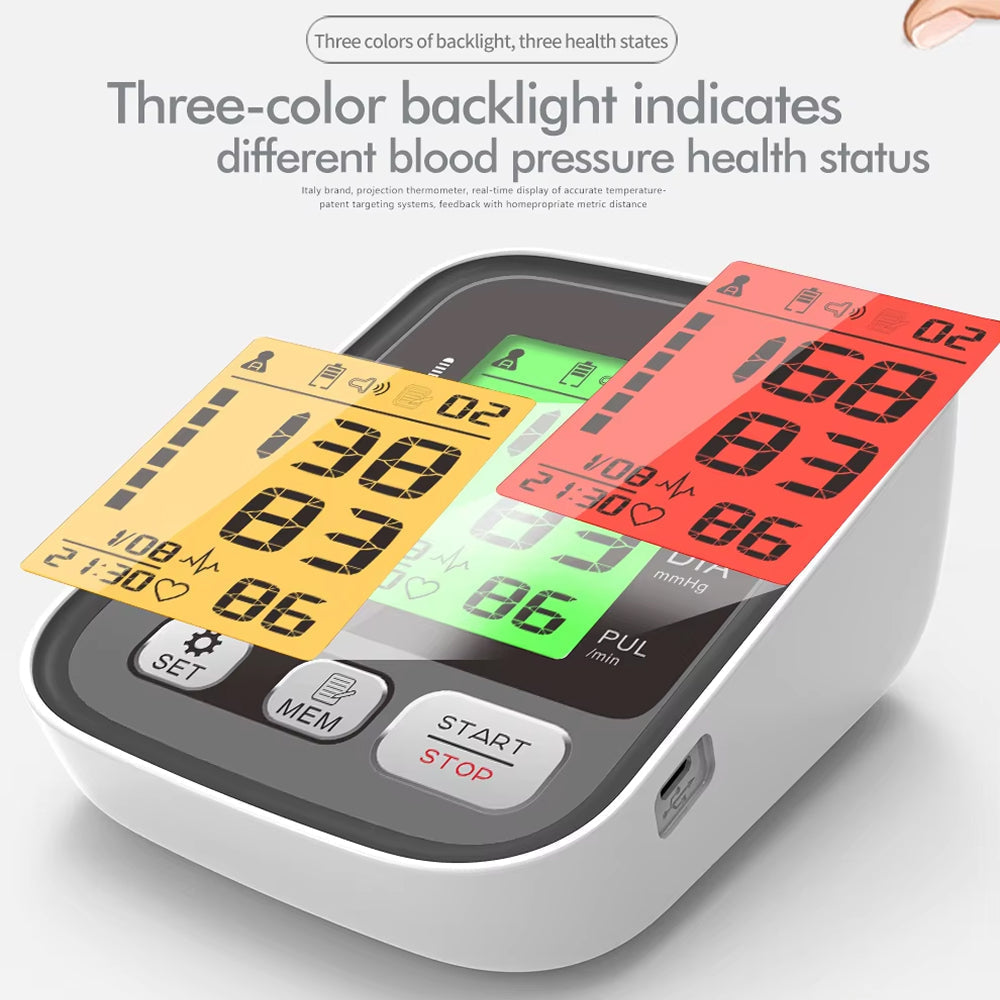 Upper Arm Blood Pressure Monitor with Color-Coded Readings & Dual-User Memory for Home Health Tracking | Thomler