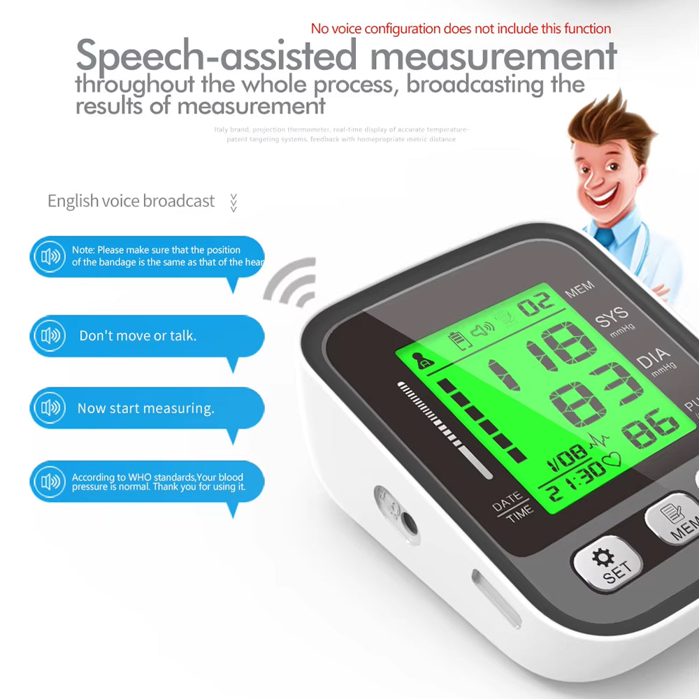 Upper Arm Blood Pressure Monitor with Color-Coded Readings & Dual-User Memory for Home Health Tracking | Thomler
