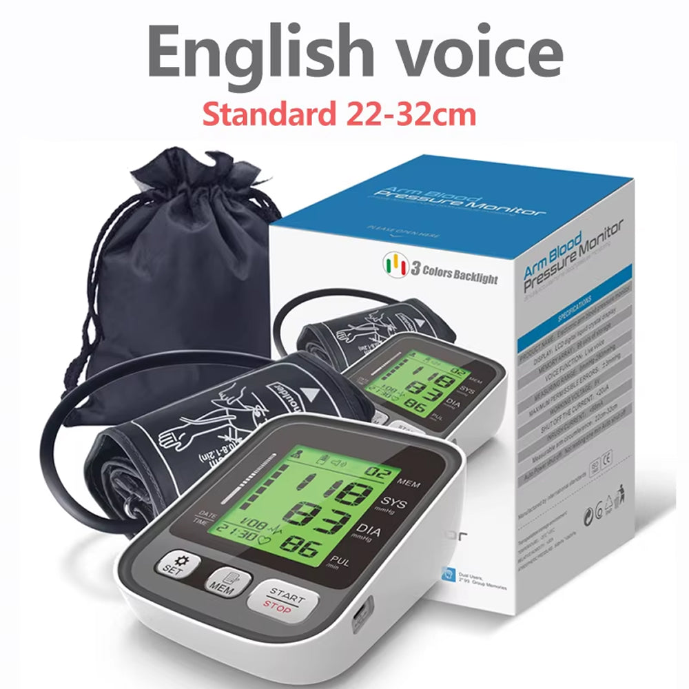 Upper Arm Blood Pressure Monitor with Color-Coded Readings & Dual-User Memory for Home Health Tracking | Thomler