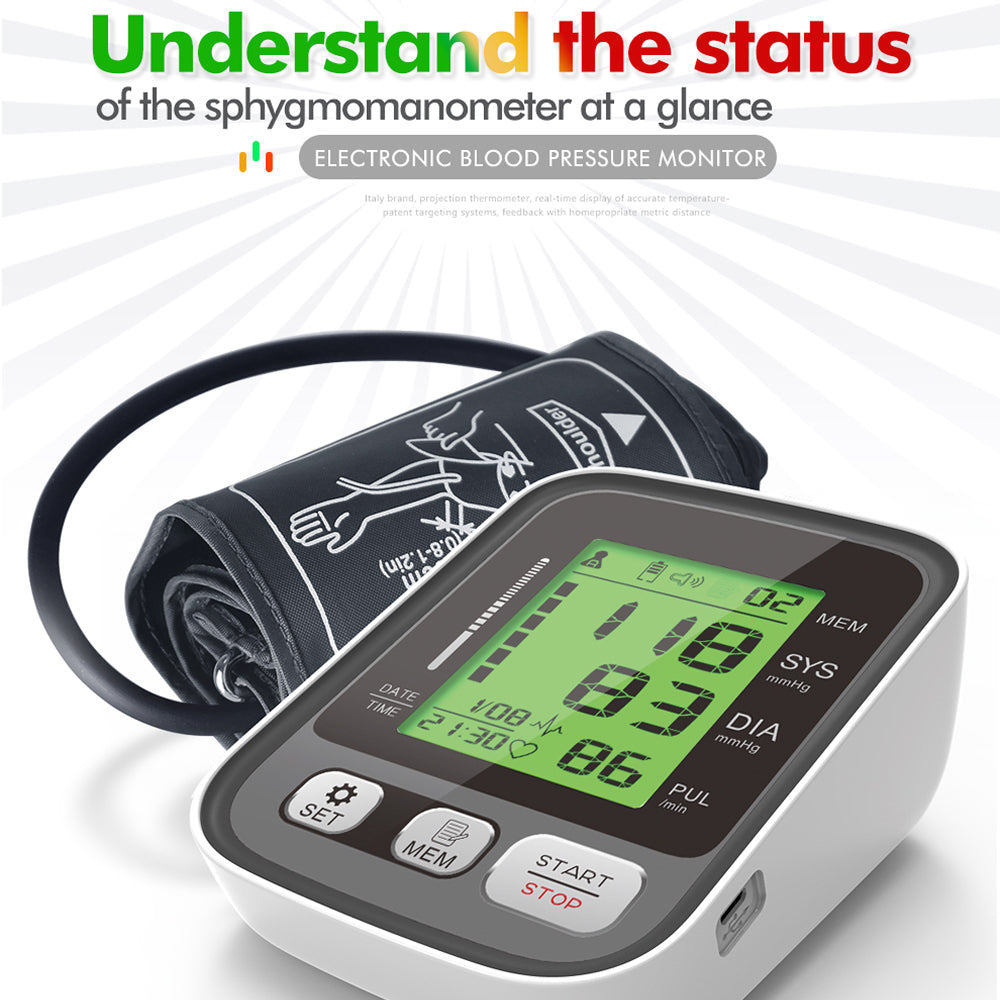 Upper Arm Blood Pressure Monitor with Color-Coded Readings & Dual-User Memory for Home Health Tracking | Thomler