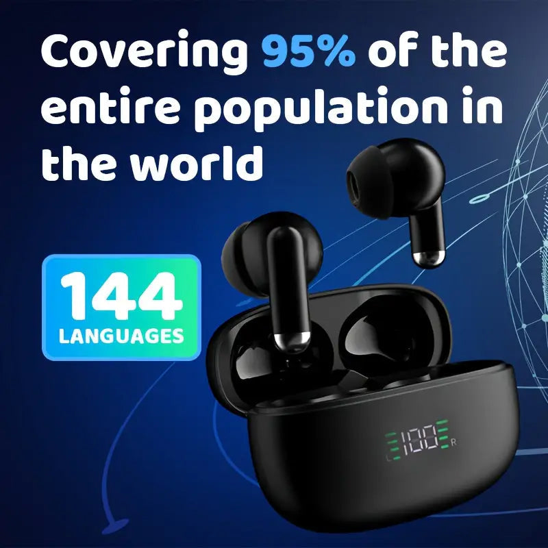 Real-Time Translation Earbuds with 144 Language Support & Bluetooth 5.3 for Travel, Business & Everyday Conversations | Thomler