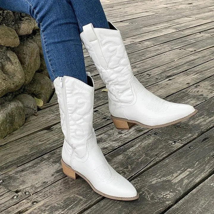 Western-Style Ankle Boots for Women – Versatile Year-Round Footwear with Block Heel & Pointed Toe | Thomler