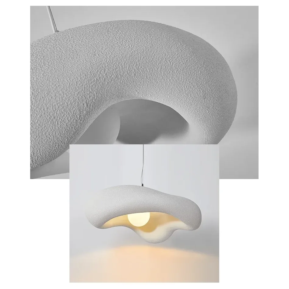 Pendant Light Resin 9.1 in Organic Black Dining Room Kitchen Island Hanging Ceiling Lamp Wabi Sabi Japandi | Thomler