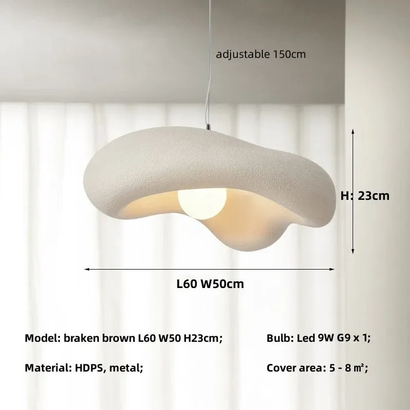 Pendant Light Resin 9.1 in Organic Black Dining Room Kitchen Island Hanging Ceiling Lamp Wabi Sabi Japandi | Thomler