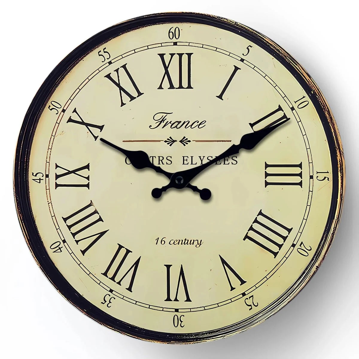 Round Vintage-Inspired Analog Wall Clock Whisper-Quiet Non-Ticking for Bedroom Living Room Kitchen MDF Construction French Provincial Style | Thomler