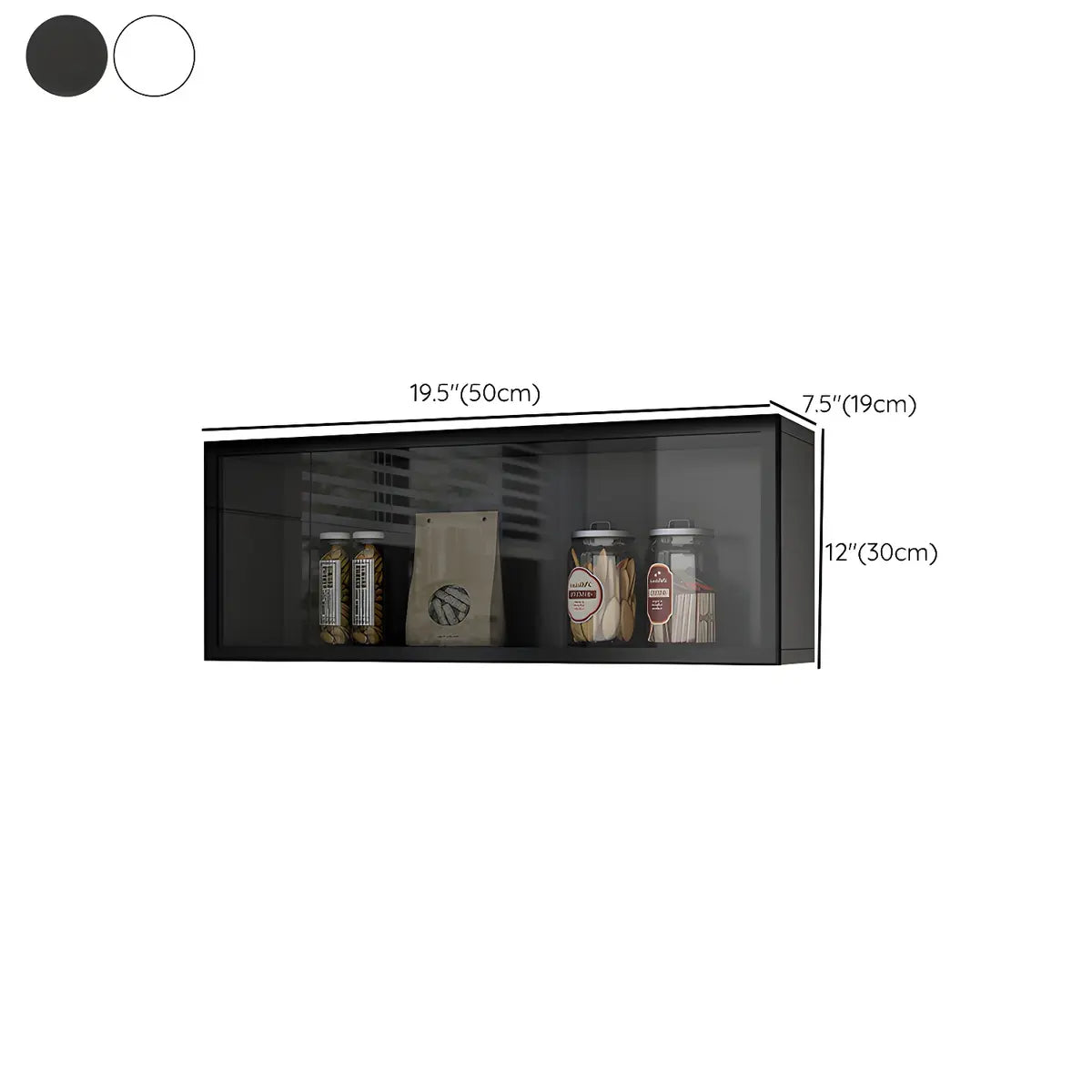 Display Cabinet Wood 30.0 cm Height Glass Door Kitchen Living Room Wall Mounted Storage Display Unit Optional LED Lighting | Thomler