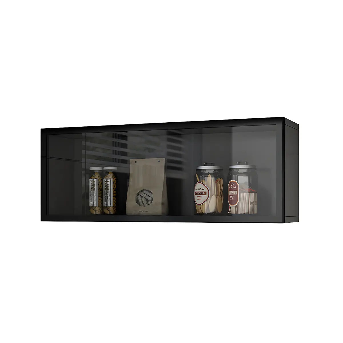 Display Cabinet Wood 30.0 cm Height Glass Door Kitchen Living Room Wall Mounted Storage Display Unit Optional LED Lighting | Thomler