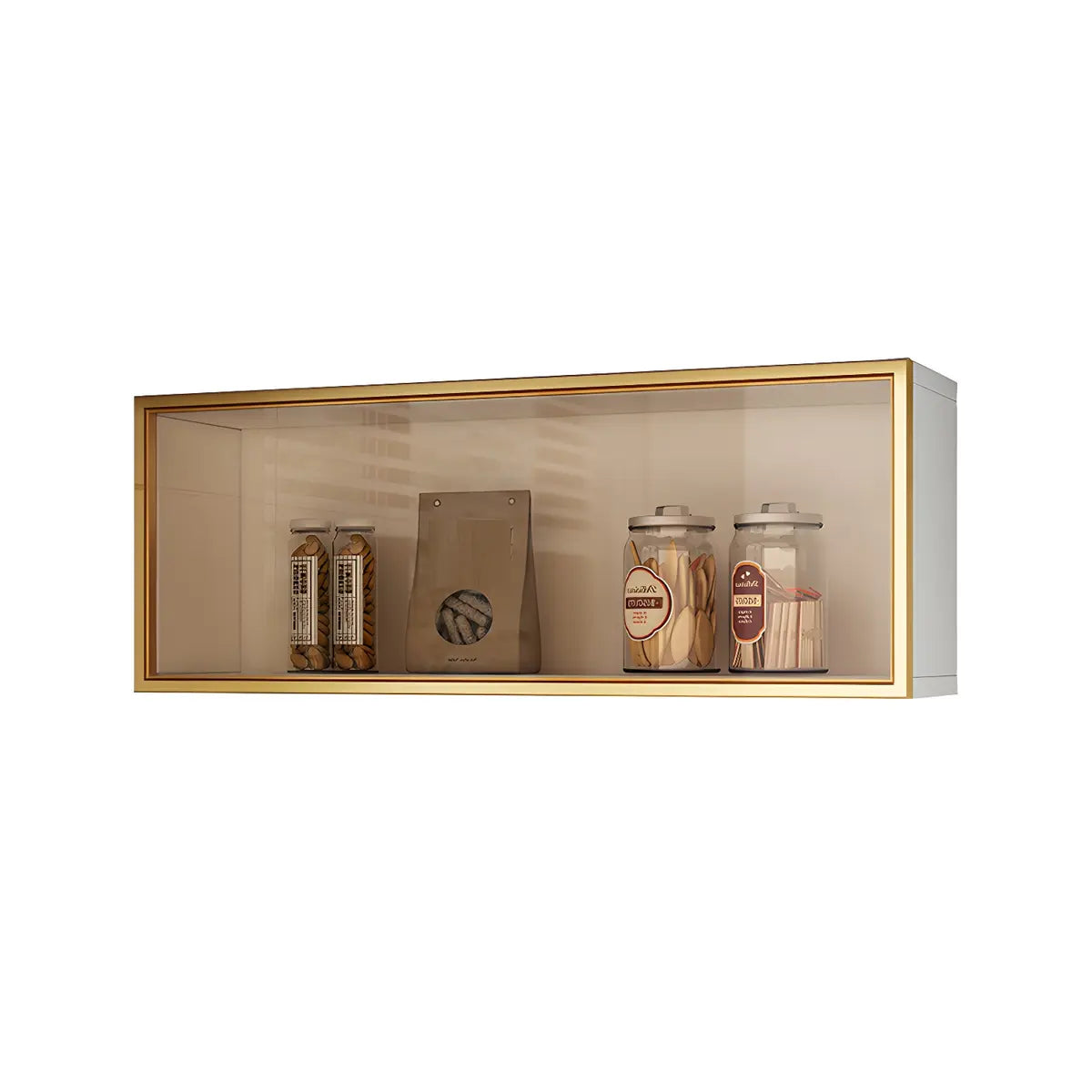 Display Cabinet Wood 30.0 cm Height Glass Door Kitchen Living Room Wall Mounted Storage Display Unit Optional LED Lighting | Thomler