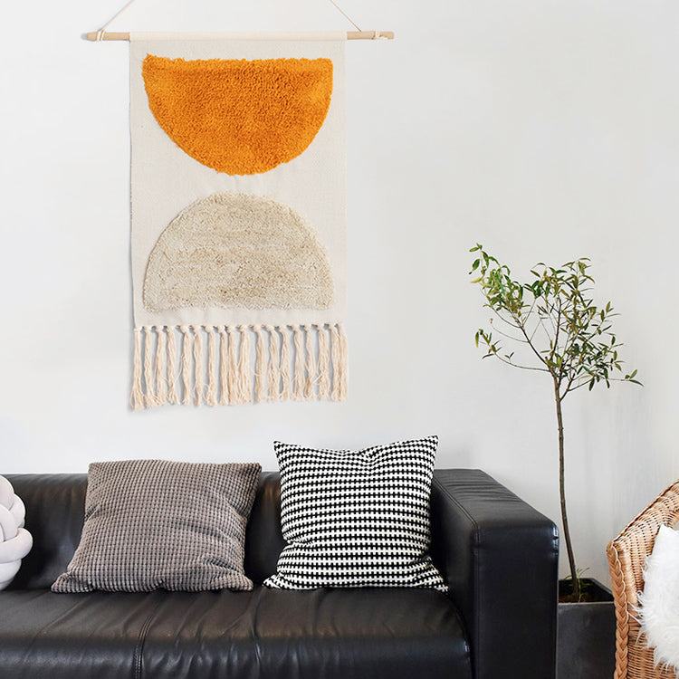 Handwoven Geometric Wall Hanging Tapestry with Tassel Fringe for Living Room, Bedroom & Boho Home Decor | Thomler