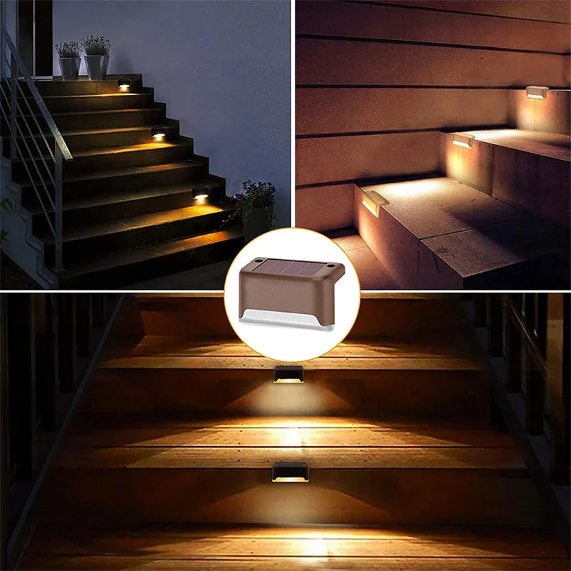Solar Deck Lights Outdoor Waterproof LED Step Lights for Patio Stairs Fence Pathway Garden Wireless Wall Mount Warm Glow 5-Pack | Thomler