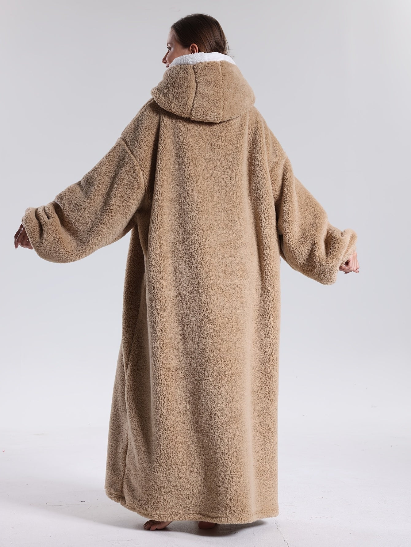 Oversized Wearable Blanket Hoodie with Sleeves & Pocket – Plush Throw for Couch, Bed, Camping – One Size Adults | Thomler