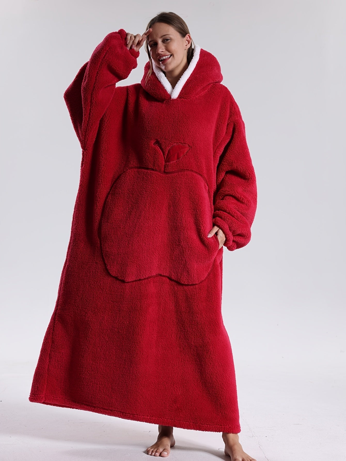 Oversized Wearable Blanket Hoodie with Sleeves & Pocket – Plush Throw for Couch, Bed, Camping – One Size Adults | Thomler