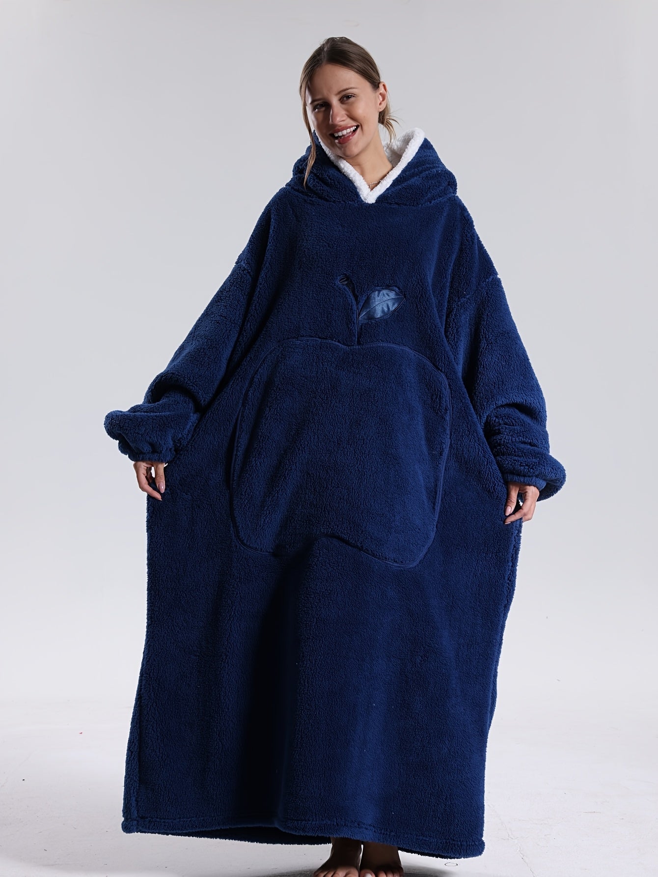 Oversized Wearable Blanket Hoodie with Sleeves & Pocket – Plush Throw for Couch, Bed, Camping – One Size Adults | Thomler