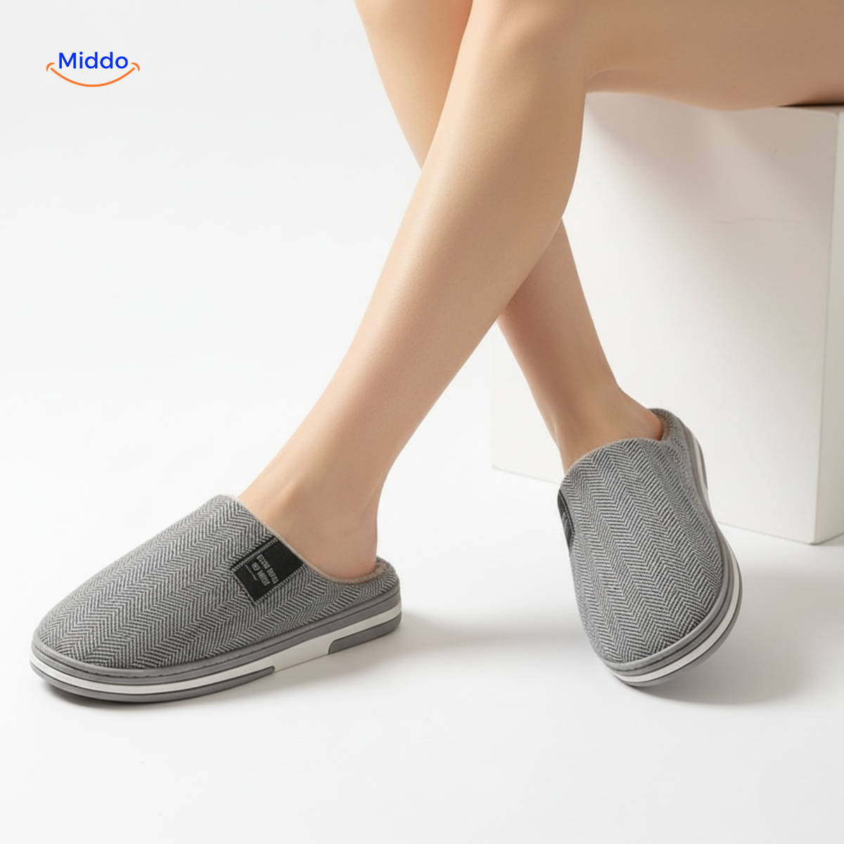 Plush Cotton House Slippers – Non-Slip Sole, Warm Fleece Lining for Indoor Comfort | Thomler