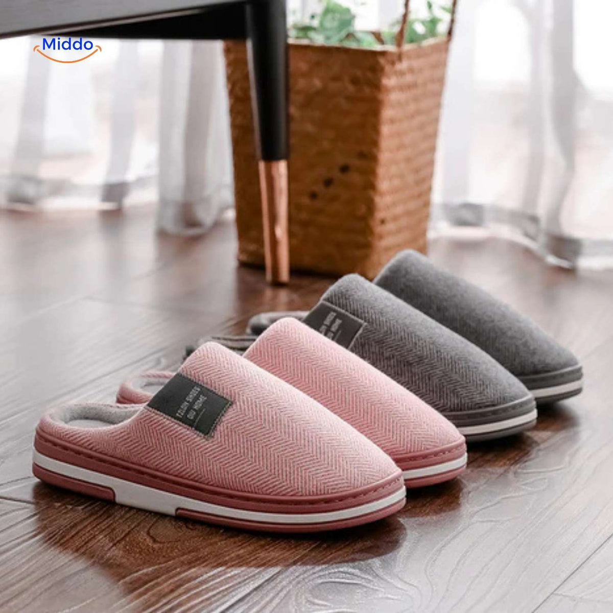 Plush Cotton House Slippers – Non-Slip Sole, Warm Fleece Lining for Indoor Comfort | Thomler