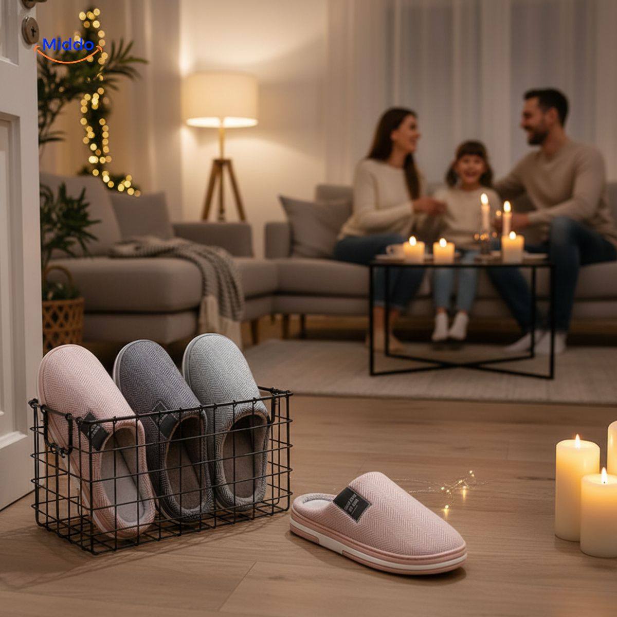 Plush Cotton House Slippers – Non-Slip Sole, Warm Fleece Lining for Indoor Comfort | Thomler